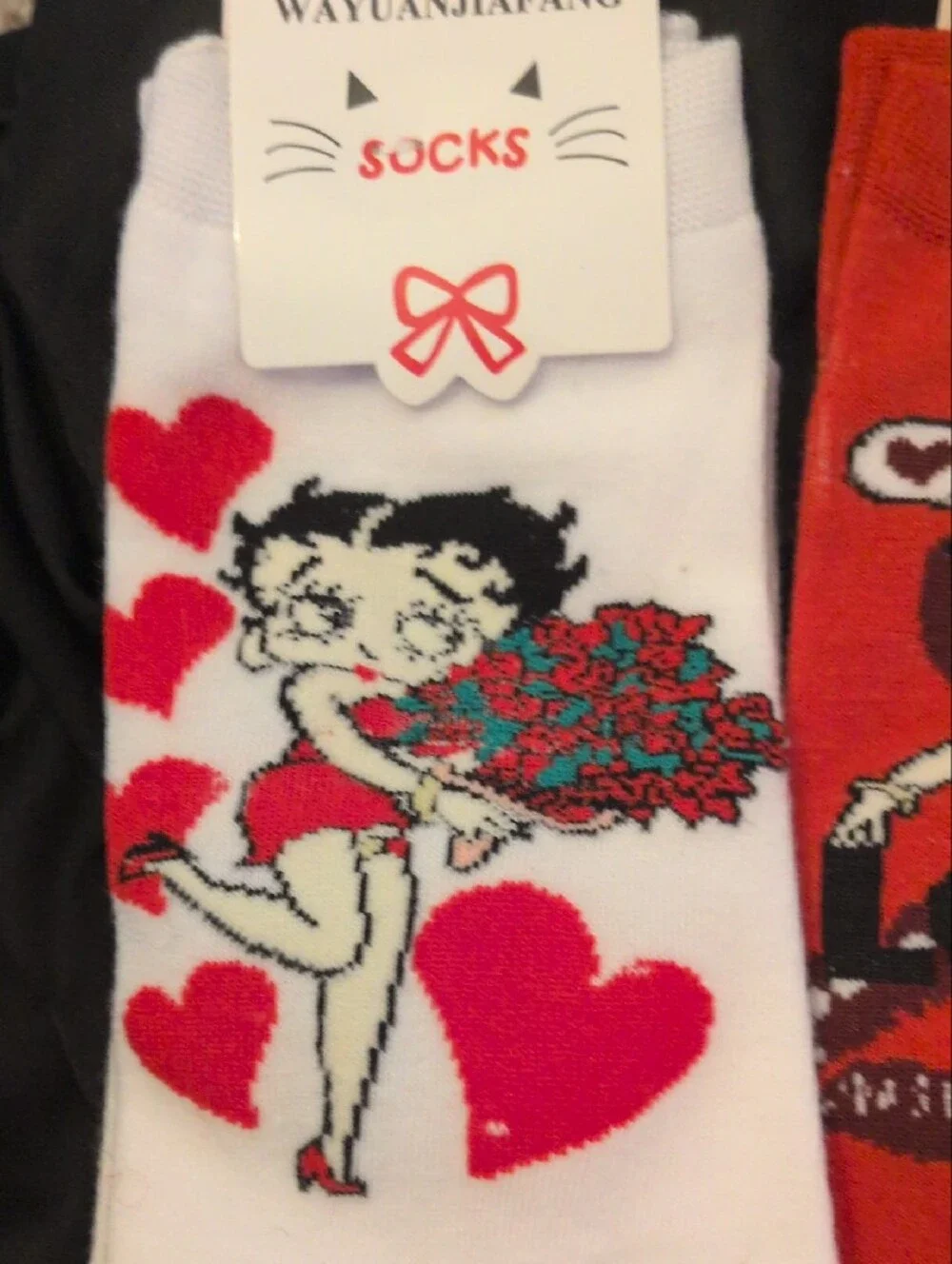 Betty Boop Women's Socks - White, Red, Pink
